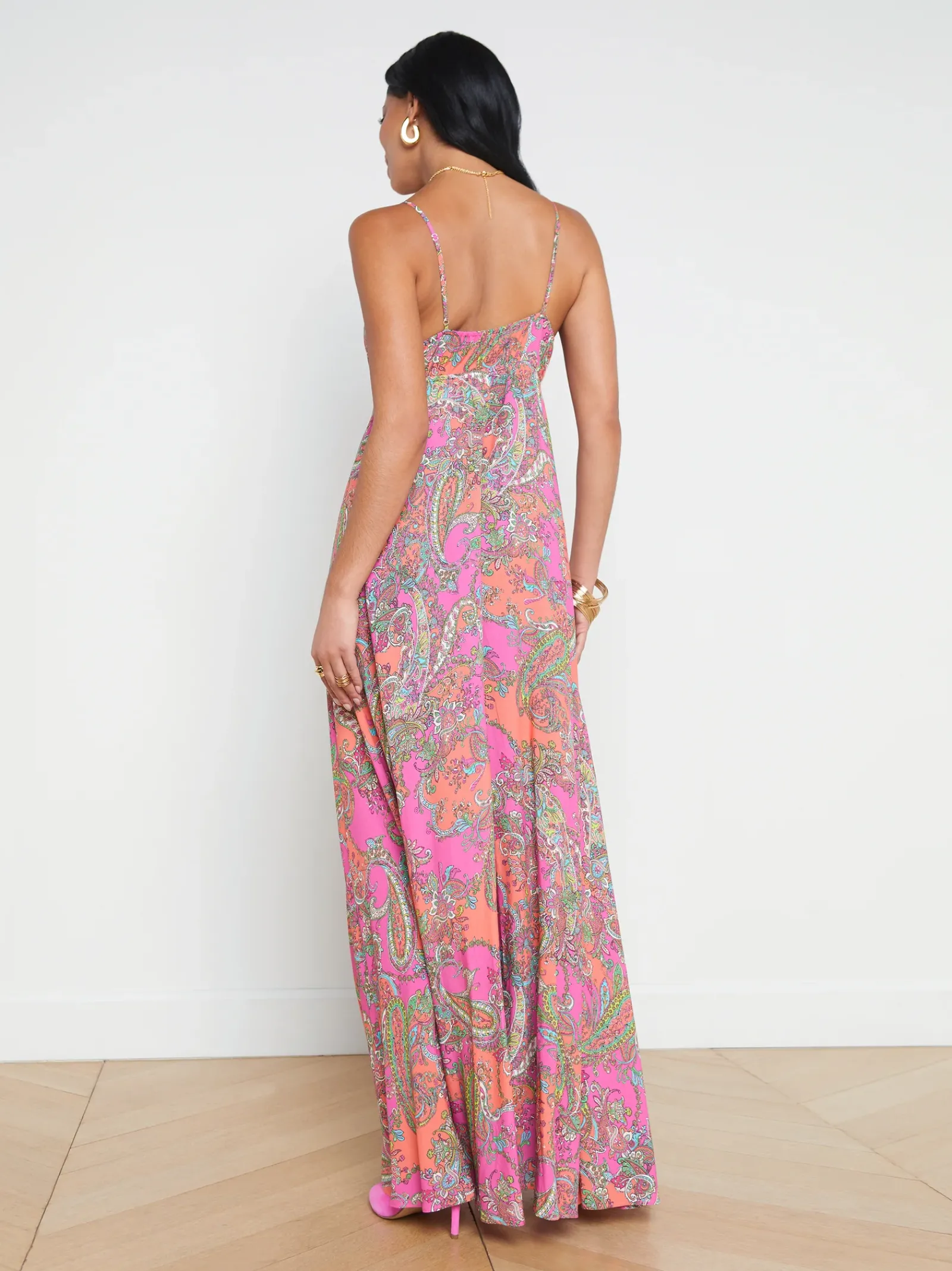 L'AGENCE Print Edition|Spring Collection|Stefani Maxi Dress Rhodamine Multi Bright Pop Paisley