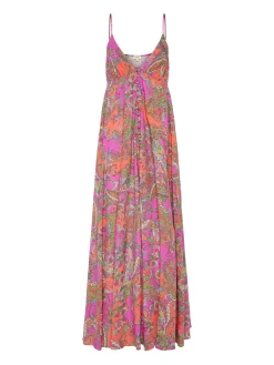 L'AGENCE Print Edition|Spring Collection|Stefani Maxi Dress Rhodamine Multi Bright Pop Paisley