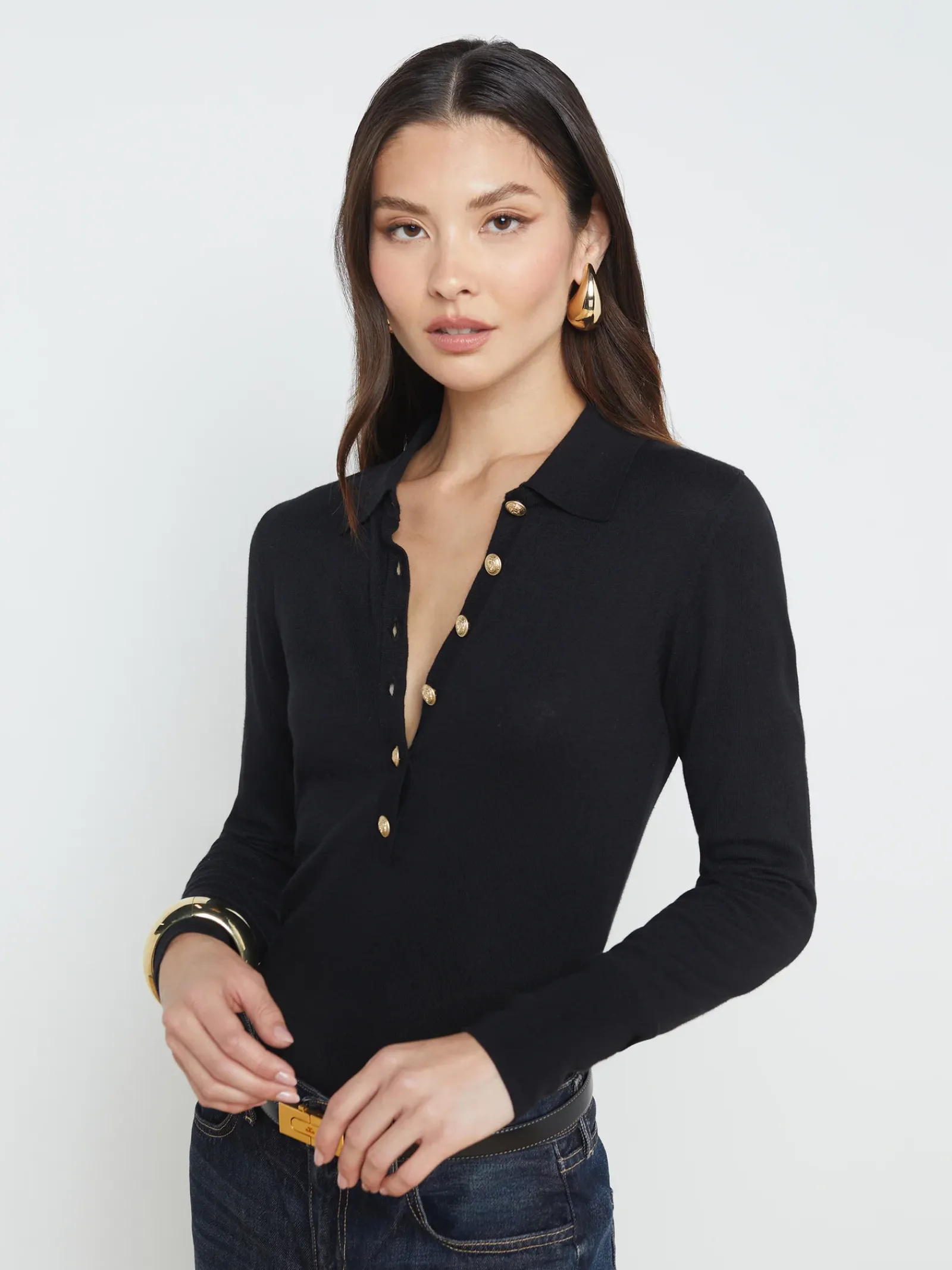 L'AGENCE Back in Stock|Knitwear|Sterling Sweater Black/Gold