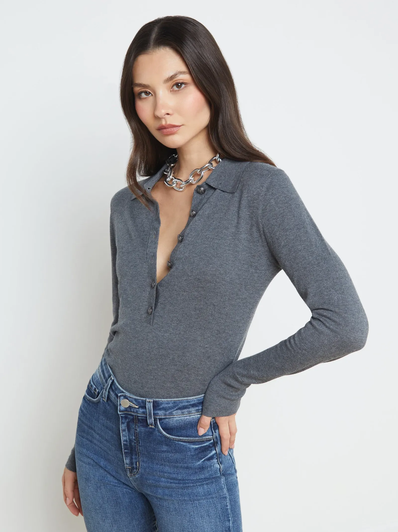 L'AGENCE Knitwear|Blouses & Tops|Sterling Sweater Grey/Gunmetal