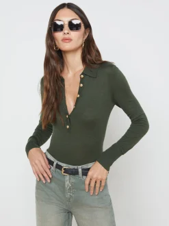 L'AGENCE Resort Collection|Knitwear|Sterling Sweater Army/Gold