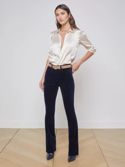 L'AGENCE Straight|Velvet Denim|Stevie Velvet Jean Dark Navy