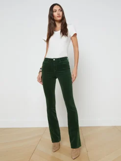 L'AGENCE Straight|Velvet Denim|Stevie Velvet Jean Green Pastures