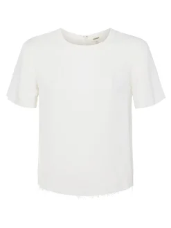 L'AGENCE Spring '24 Catalog|Spring Collection|Suzette Silk Raw-Hem Tee White