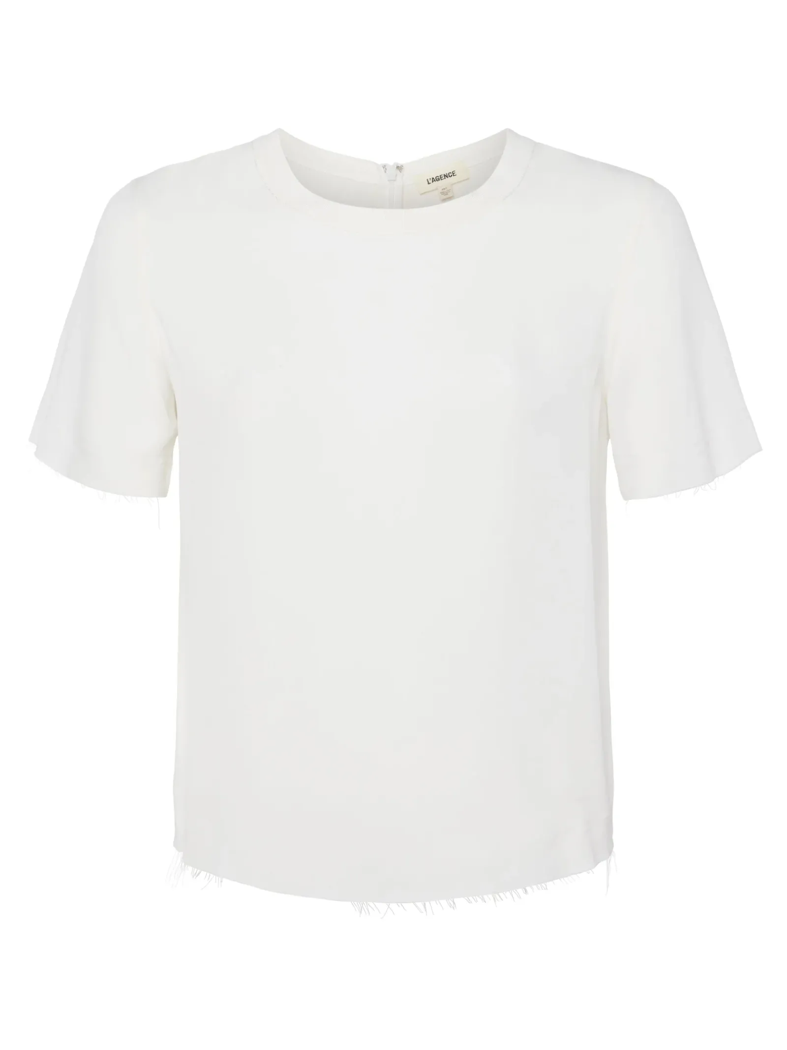 L'AGENCE Spring '24 Catalog|Spring Collection|Suzette Silk Raw-Hem Tee White