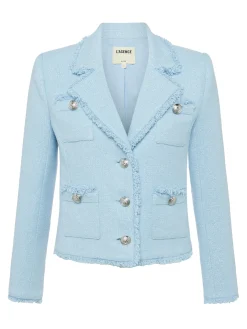 L'AGENCE Spring '24 Catalog|Spring Collection|Sylvia Collared Jacket Pale Blue Silver