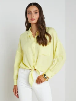 L'AGENCE Spring Collection|Linen|Talitha Linen-Blend Blouse Yellow Sorbet