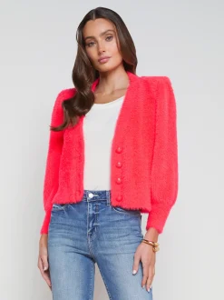 L'AGENCE Spring Collection|Knitwear|Talulla Cardigan Neon Coral