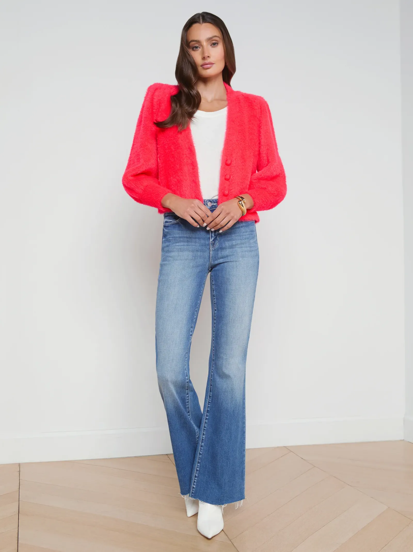 L'AGENCE Spring Collection|Knitwear|Talulla Cardigan Neon Coral