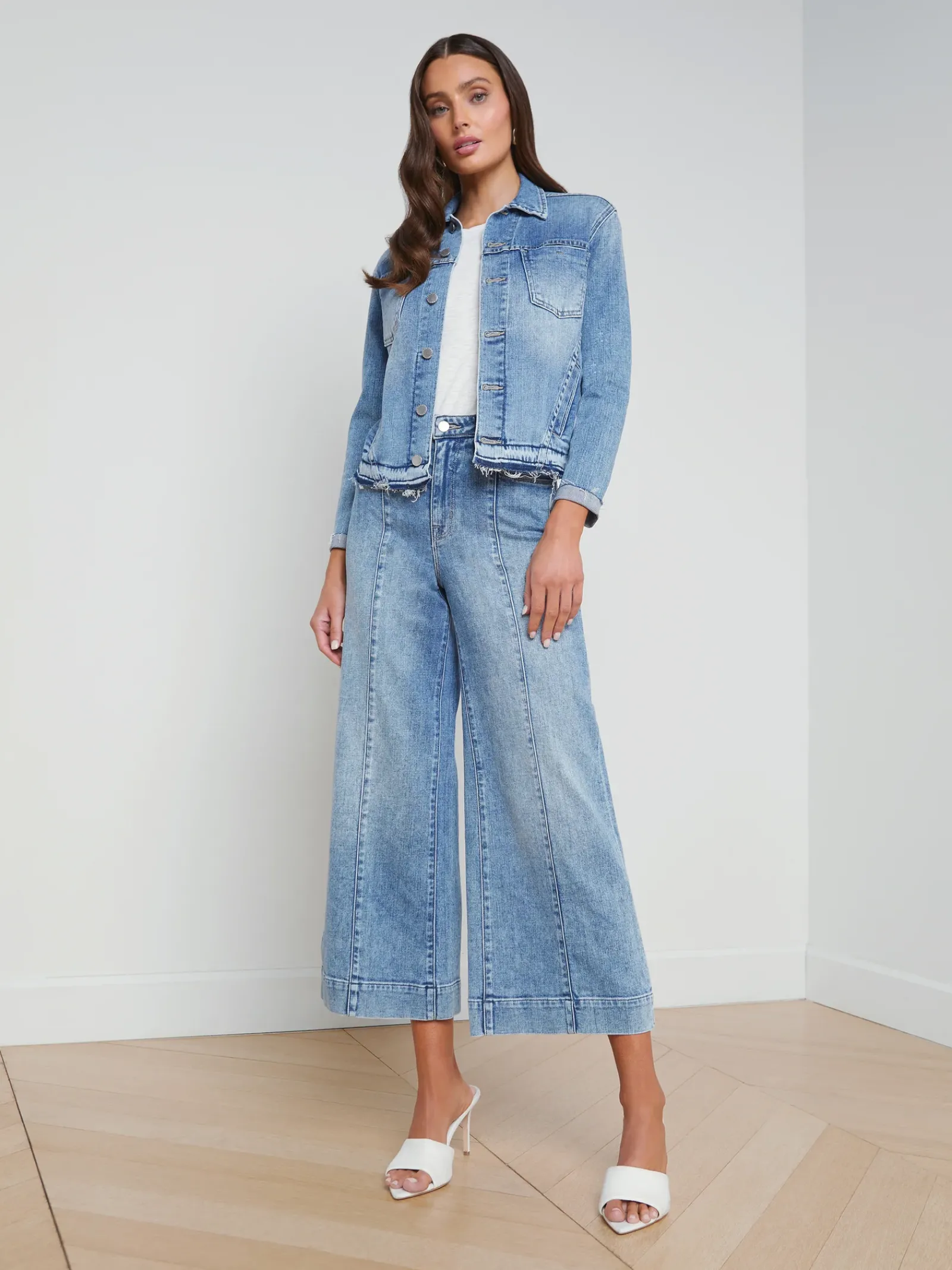 L'AGENCE Spring Collection|Denim Jackets|Tatiana Raw-Hem Denim Jacket Cordova