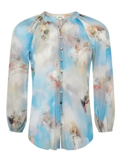 L'AGENCE Spring '24 Catalog|Print Edition|Teagan Puff-Sleeve Blouse Light Blue Multi Renaissance