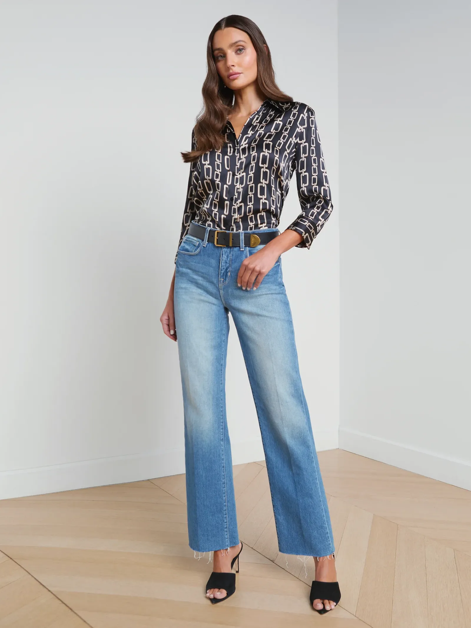 L'AGENCE Spring '24 Catalog|Spring Collection|Tiana Raw-Hem Wide-Leg Jean Cowan