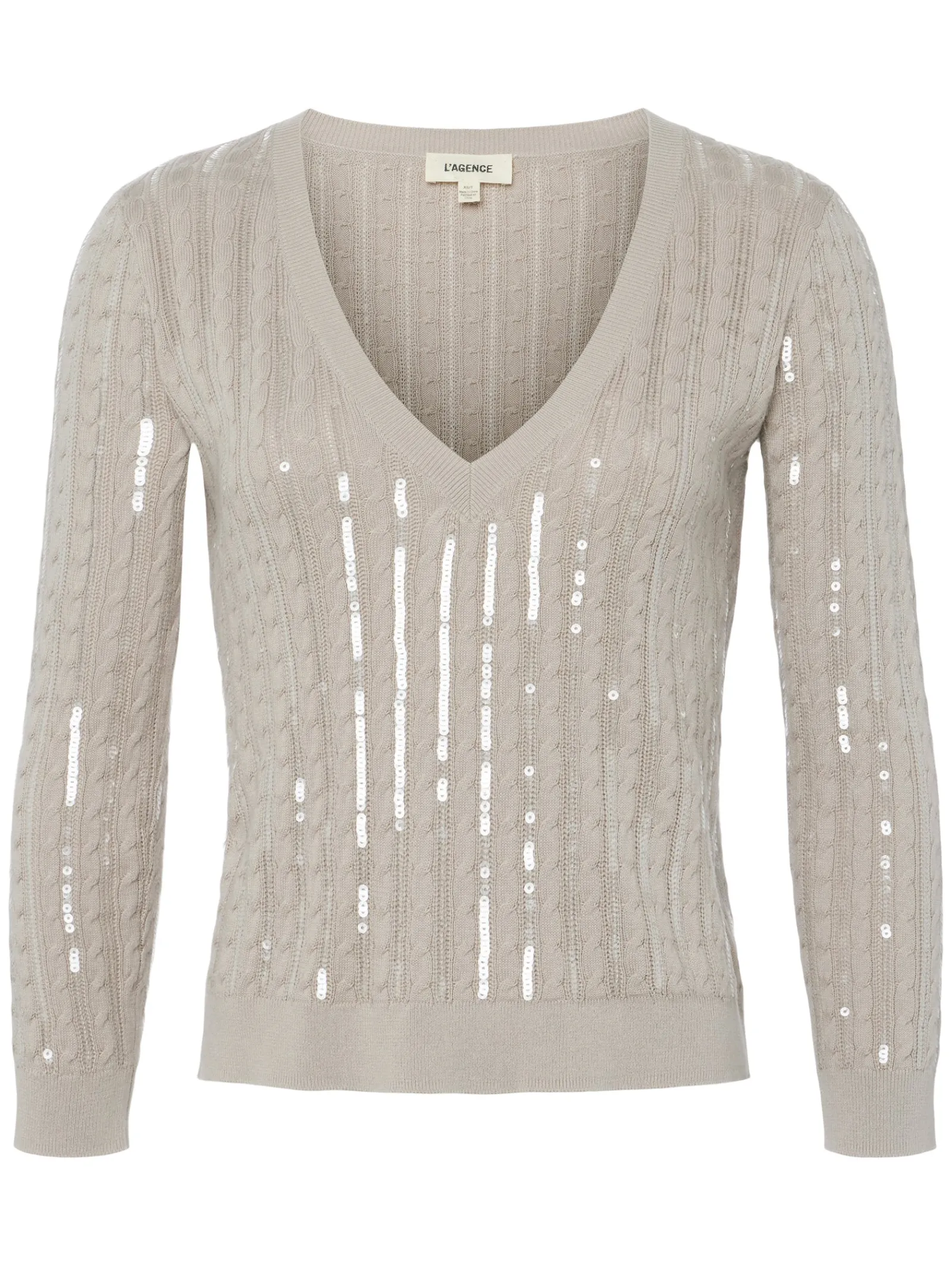 L'AGENCE Back in Stock|Spring Collection|Trinity Sequin Stripe Sweater Pale Neutral