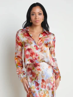 L'AGENCE Sets|Back in Stock|Tyler Silk Blouse Multi Soft Cloud Floral
