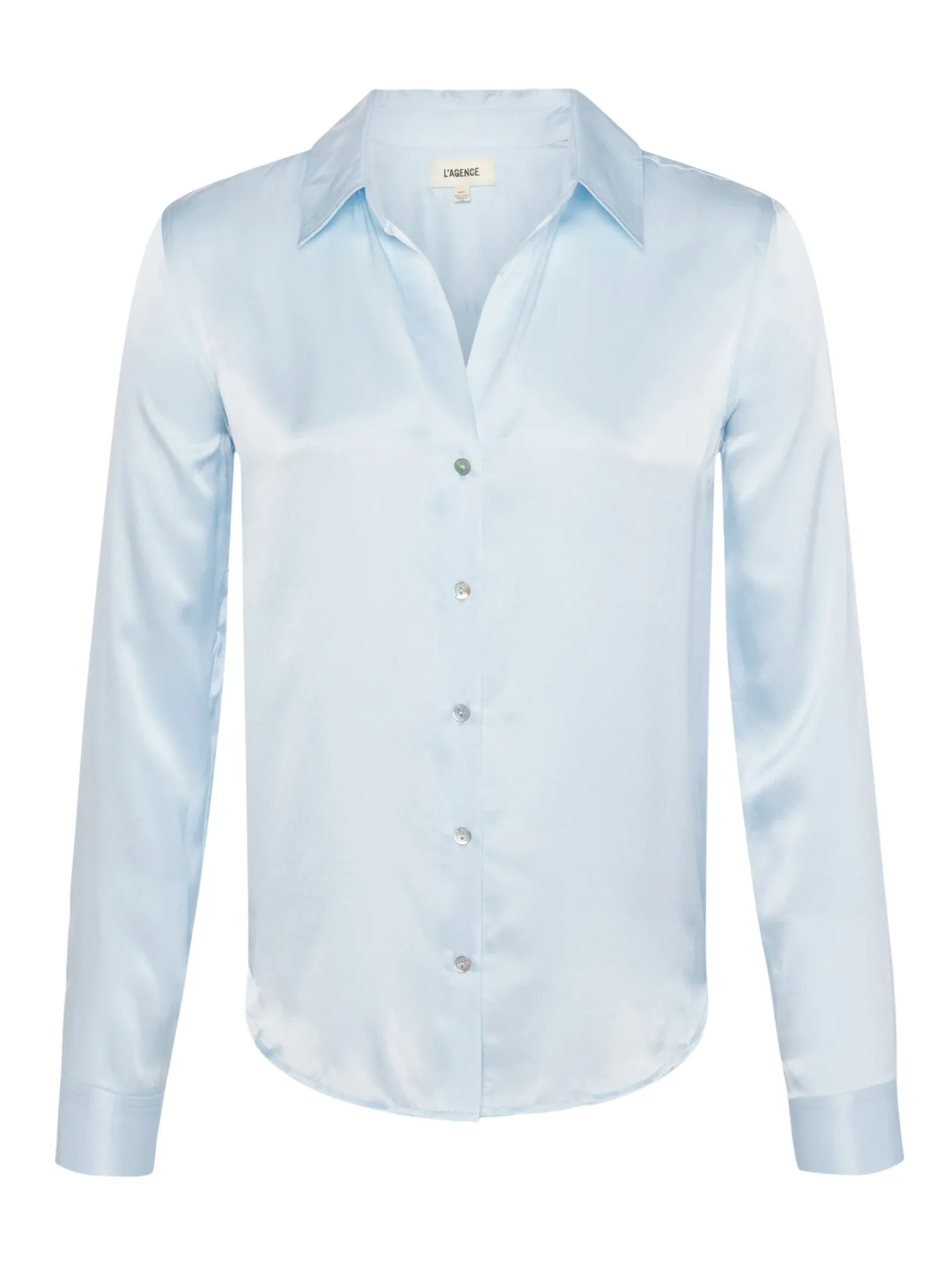 L'AGENCE Spring '24 Catalog|Spring Collection|Tyler Silk Blouse Ice Water
