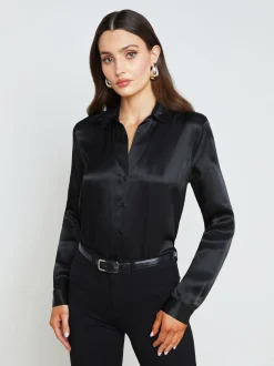 L'AGENCE All Things Black|Silks|Tyler Silk Blouse Black