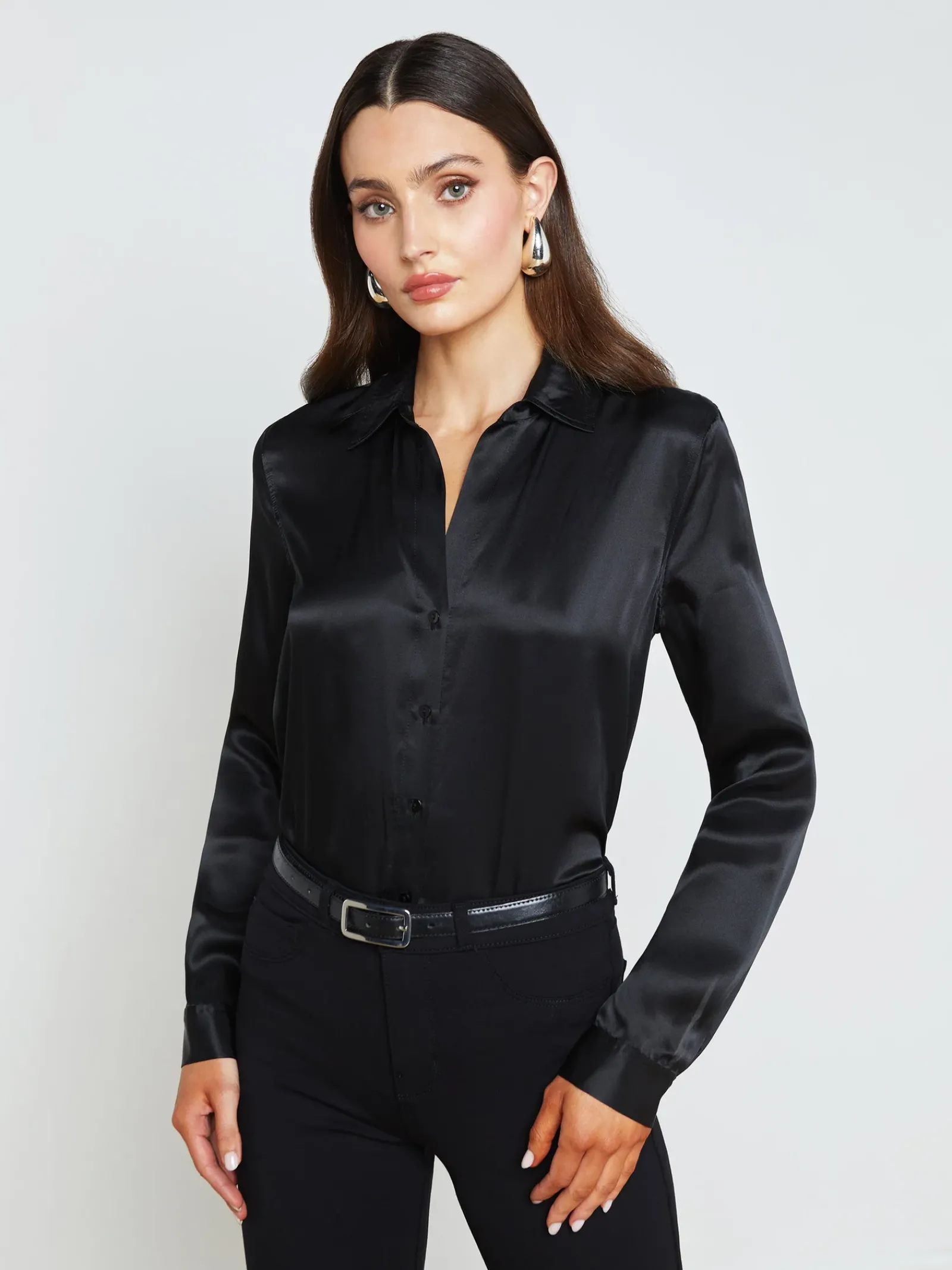 L'AGENCE All Things Black|Silks|Tyler Silk Blouse Black