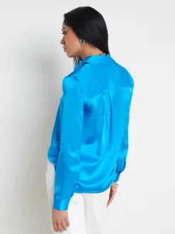 L'AGENCE Back in Stock|Spring Collection|Tyler Silk Blouse Caribbean Blue