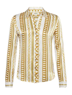 L'AGENCE Resort Collection|Print Edition|Tyler Silk Blouse White Multi Stripe Chain
