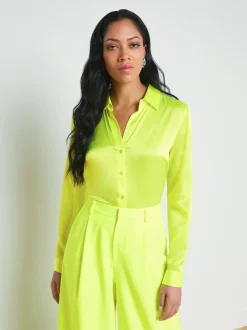 L'AGENCE Sets|Spring Collection|Tyler Silk Blouse Neon Citrus