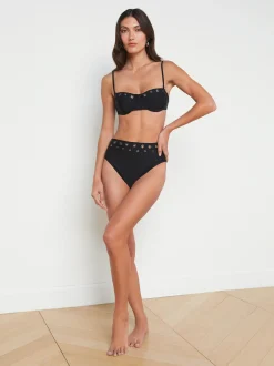 L'AGENCE Spring Collection|Swimwear|Vanessa Grommet Bikini Bottom Black