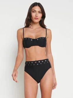 L'AGENCE Spring Collection|Swimwear|Vanessa Grommet Bikini Bottom Black