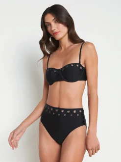 L'AGENCE Spring Collection|Swimwear|Vanessa Grommet Bikini Bottom Black