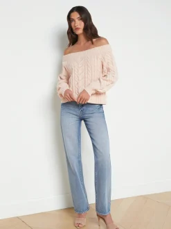 L'AGENCE Spring Collection|Knitwear|Vesta Off-the-Shoulder Sweater Pale Nude