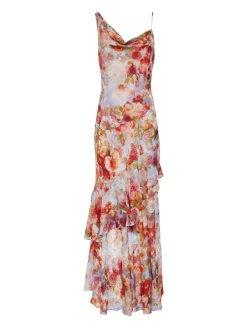 L'AGENCE Print Edition|Spring Collection|Viola Cowl-Neck Silk Gown Multi Soft Cloud Floral