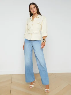 L'AGENCE Spring Collection|Linen|Voyage Linen-Blend Safari Jacket Bone