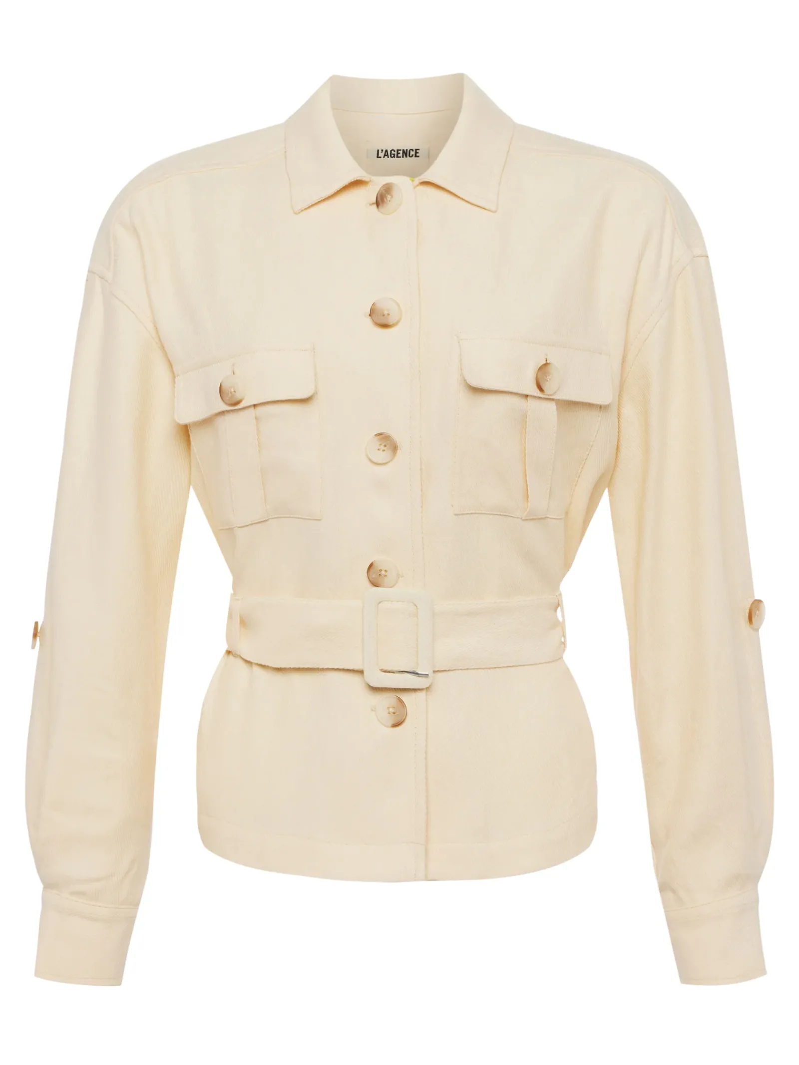 L'AGENCE Spring Collection|Linen|Voyage Linen-Blend Safari Jacket Bone