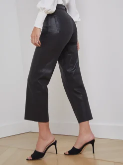 L'AGENCE All Things Black|Petite|Wanda Coated Wide-Leg Jean Noir Coated