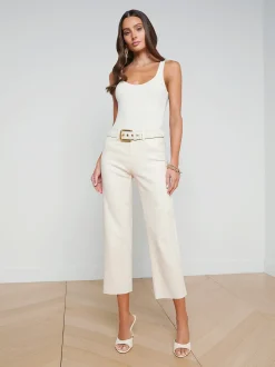 L'AGENCE Nouveau Whites|Petite|Wanda Coated Wide-Leg Jean French Vanilla Coated