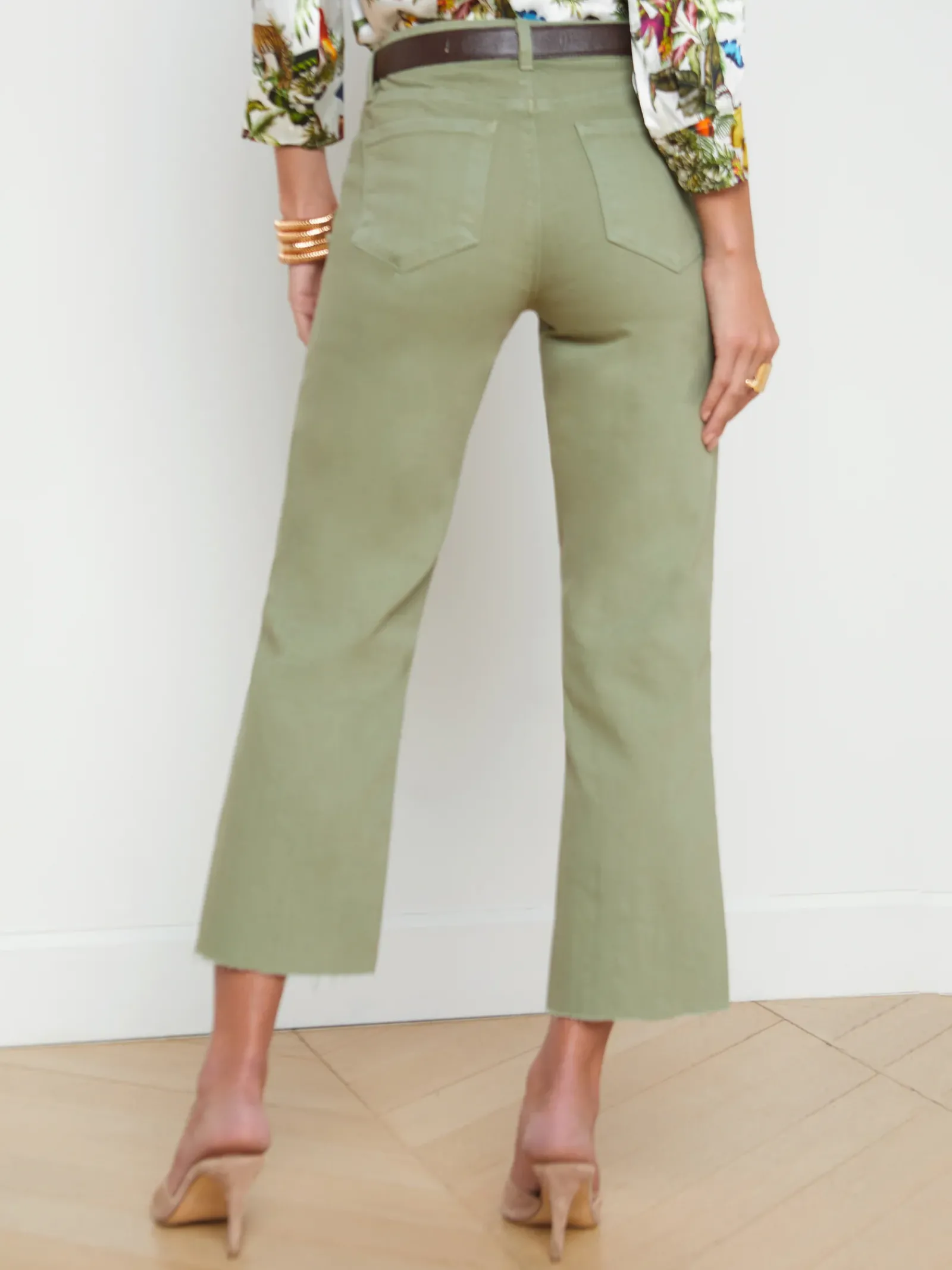 L'AGENCE Petite|Wide & Relaxed|Wanda Cropped Wide-Leg Jean Soft Army