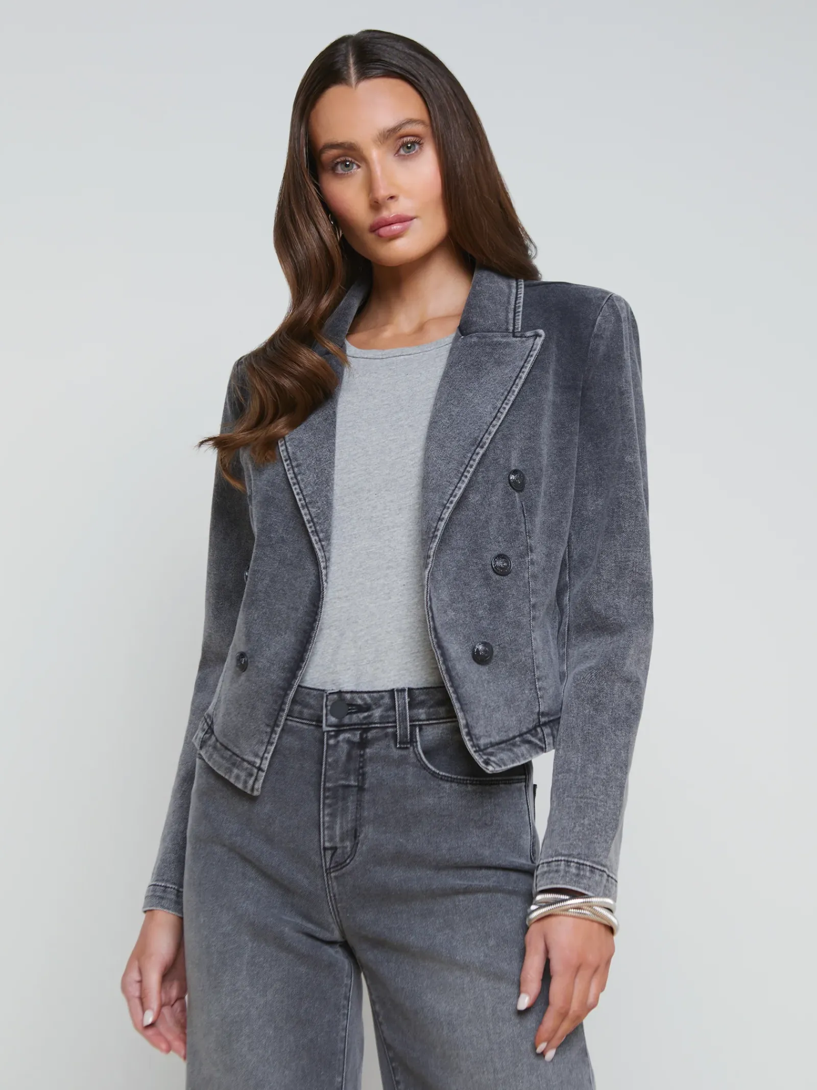 L'AGENCE Spring Collection|Blazers & Jackets|Wayne Denim Blazer Magnesite