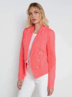 L'AGENCE Spring Collection|Blazers & Jackets|Wayne Denim Blazer Soft Neon Coral