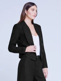 L'AGENCE All Things Black|Linen|Wayne Linen Blazer Black