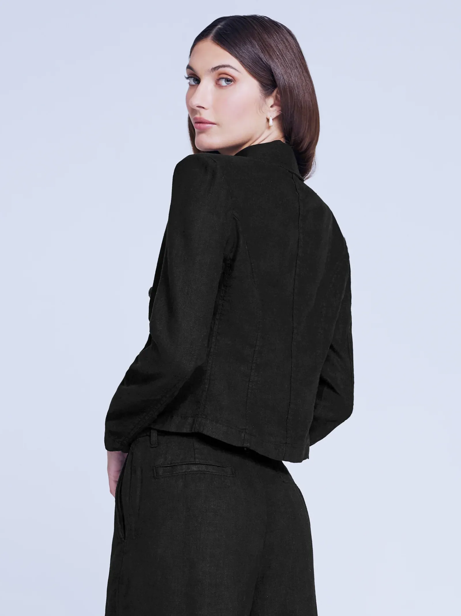 L'AGENCE All Things Black|Linen|Wayne Linen Blazer Black