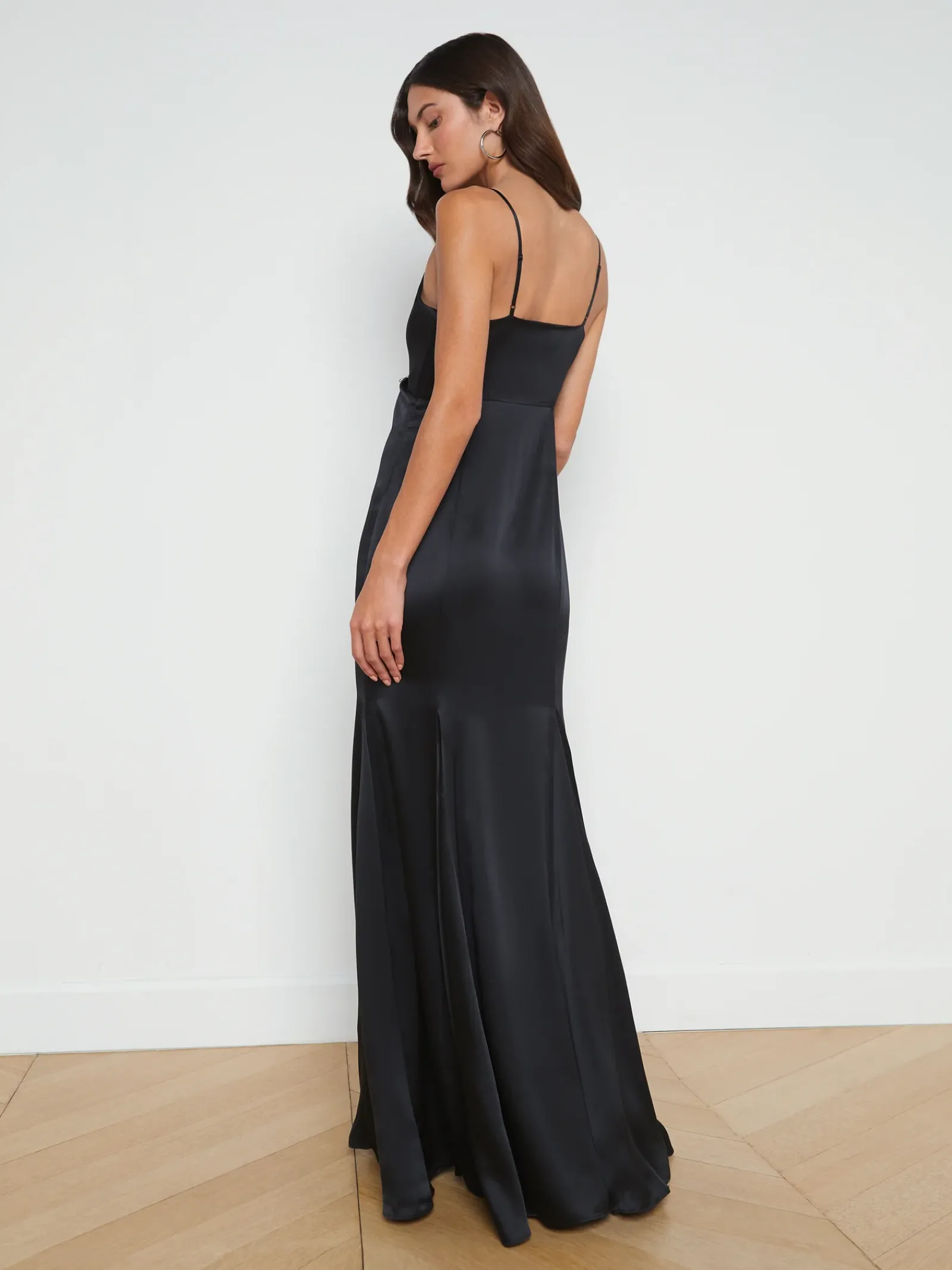 L'AGENCE All Things Black|Spring Collection|Zanna Silk Lace-Trim Gown Black