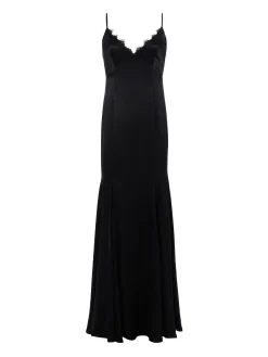 L'AGENCE All Things Black|Spring Collection|Zanna Silk Lace-Trim Gown Black