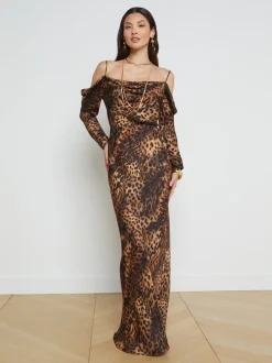 L'AGENCE Print Edition|Pants, Shorts & Skirts|Zeta Skirt Brown Multi Oil Leopard