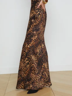 L'AGENCE Print Edition|Pants, Shorts & Skirts|Zeta Skirt Brown Multi Oil Leopard