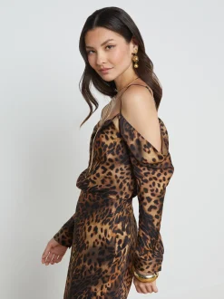 L'AGENCE Print Edition|Blouses & Tops|Zion Blouse Brown Multi Oil Leopard