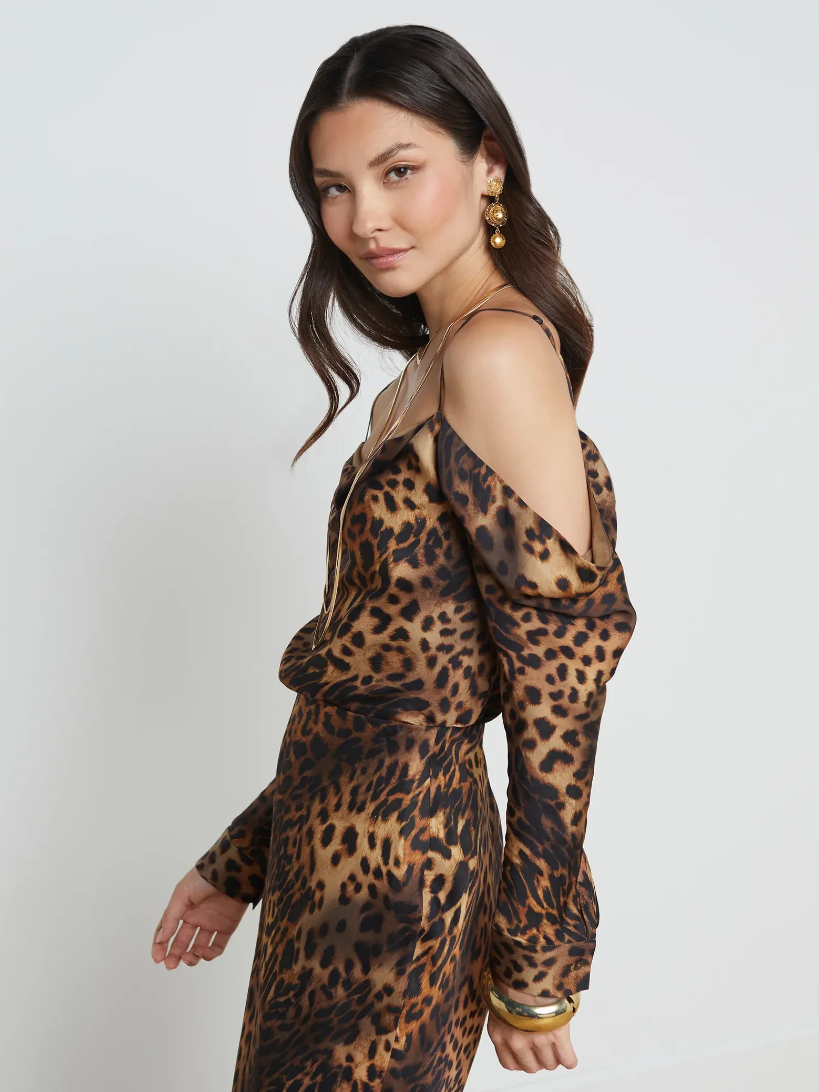 L'AGENCE Print Edition|Blouses & Tops|Zion Blouse Brown Multi Oil Leopard