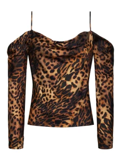 L'AGENCE Print Edition|Blouses & Tops|Zion Blouse Brown Multi Oil Leopard